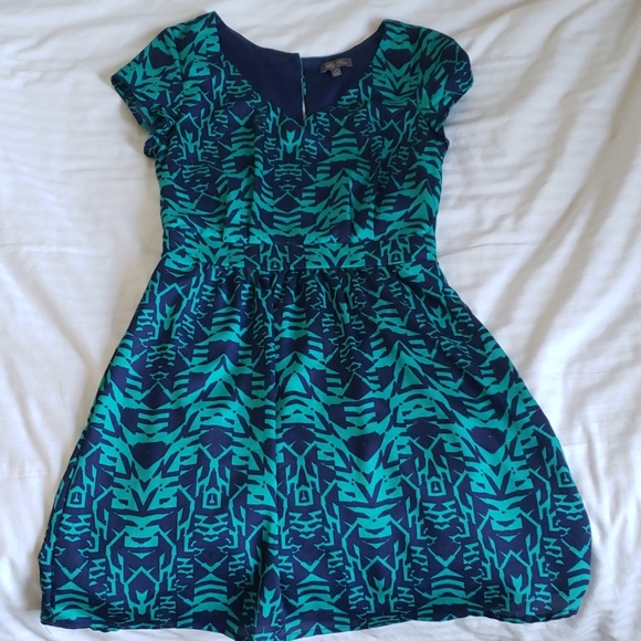 Lily Rose Dresses & Skirts - 2/$15‼👗 Navy Blue & Teal Tribal Print Dress